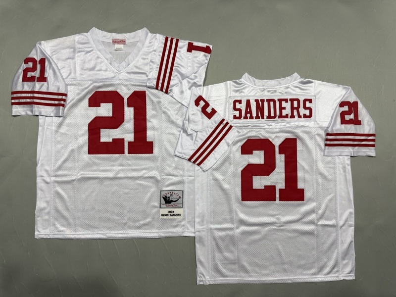 Men 2025 San Francisco 49ers #21 Sanders white Throwback Limited NFL Jersey style 002->san francisco 49ers->NFL Jersey